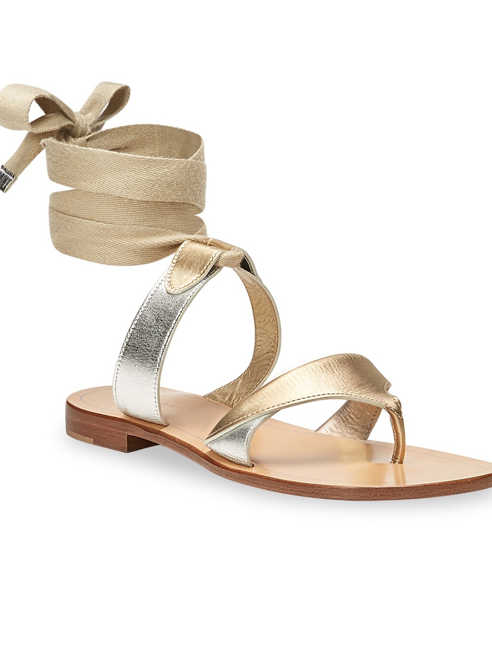 Sarah Flint Grear Sandal Gold Silver Lace-Up Size 37 Made in Italy